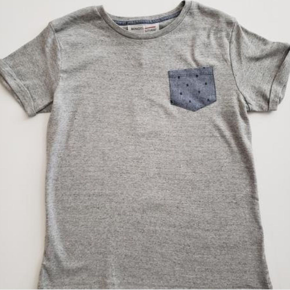 Grey Tee with Accent Pocket